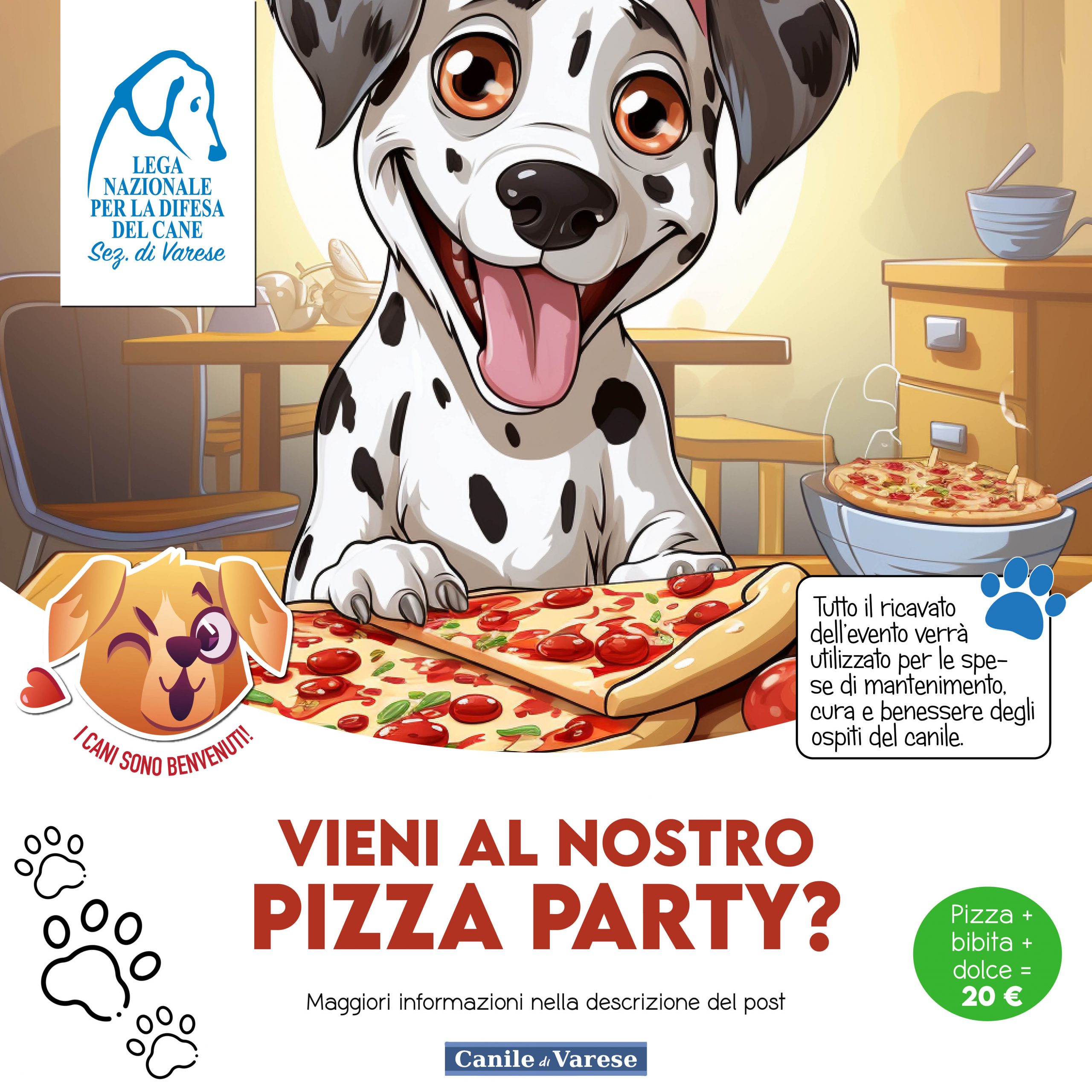 pizza piedigrotta varese canile varese evento benefico